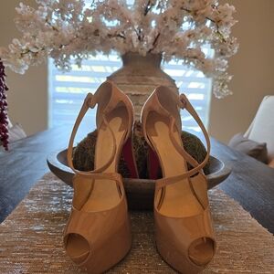 Christian Louboutin Beige Peep-Toe Heels